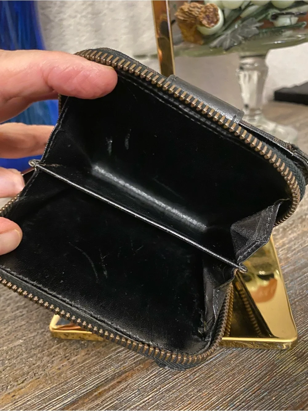 GUC Fendi Brown and Black Zucca Canvas Zip-Around Compact Wallet